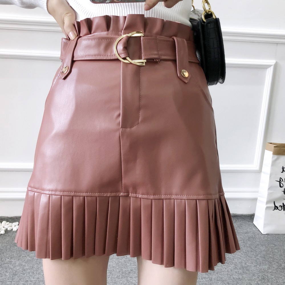 Title 16, Pleated Bottoming Fan PU Skirt Elevate your sty...