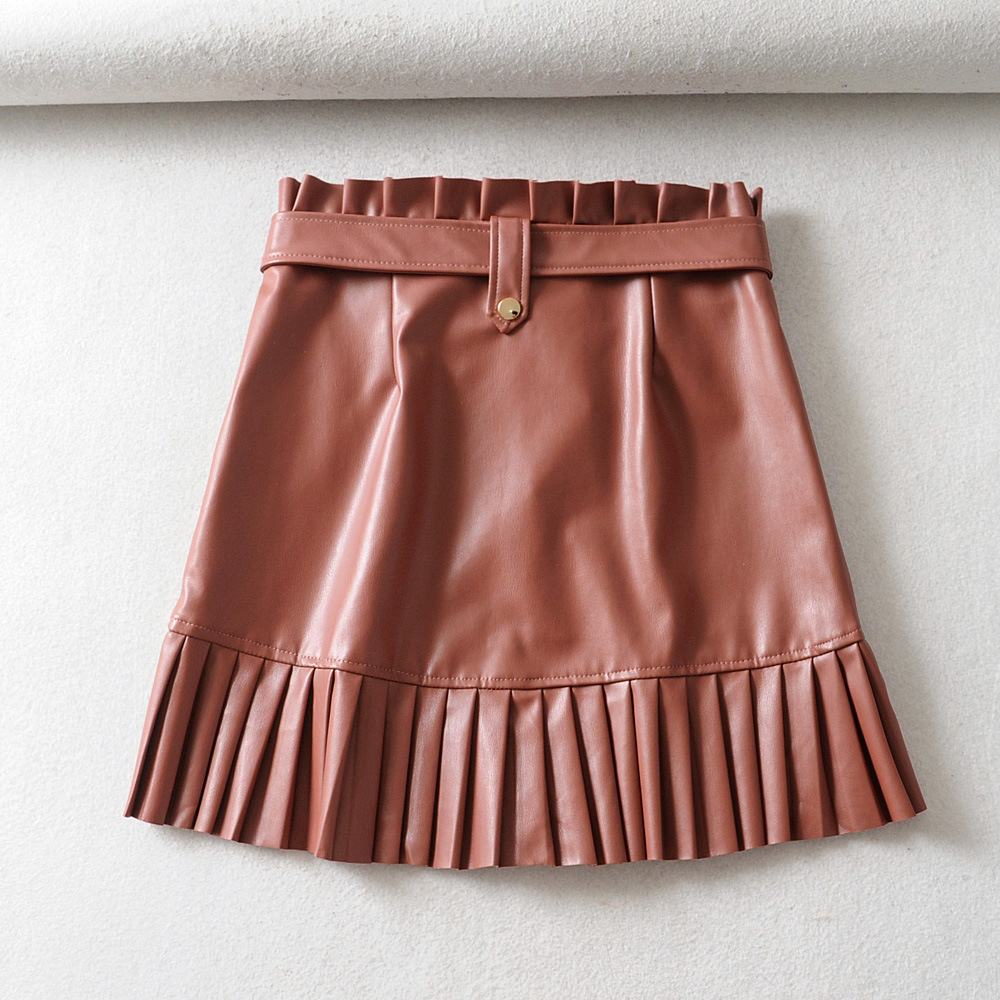 Title 20, Pleated Bottoming Fan PU Skirt Elevate your sty...