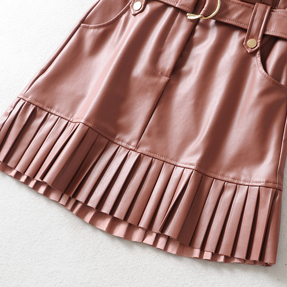 Title 23, Pleated Bottoming Fan PU Skirt Elevate your sty...