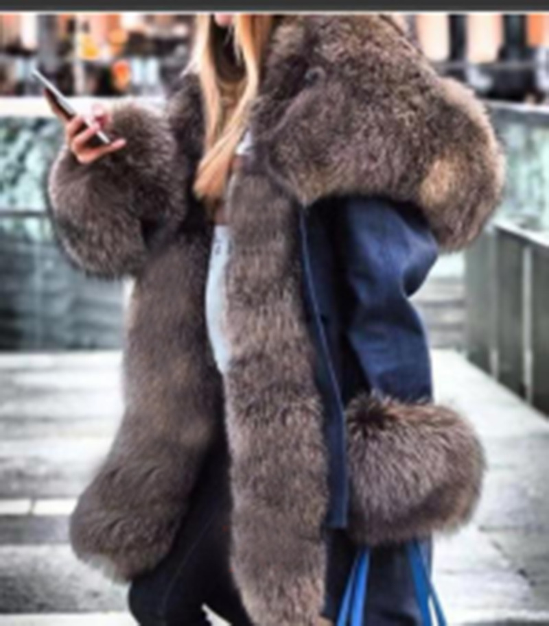 Title 12, Faux crystal fox fur collar hooded jacket, a wa...