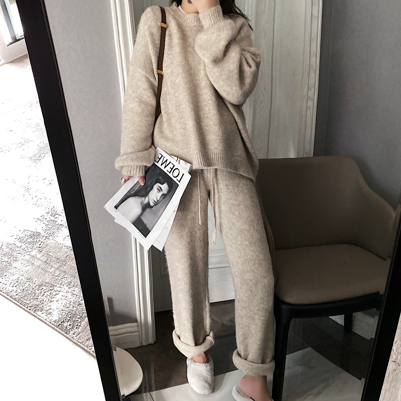 Title 10, Casual knit wide leg pants Comfortable and styl...