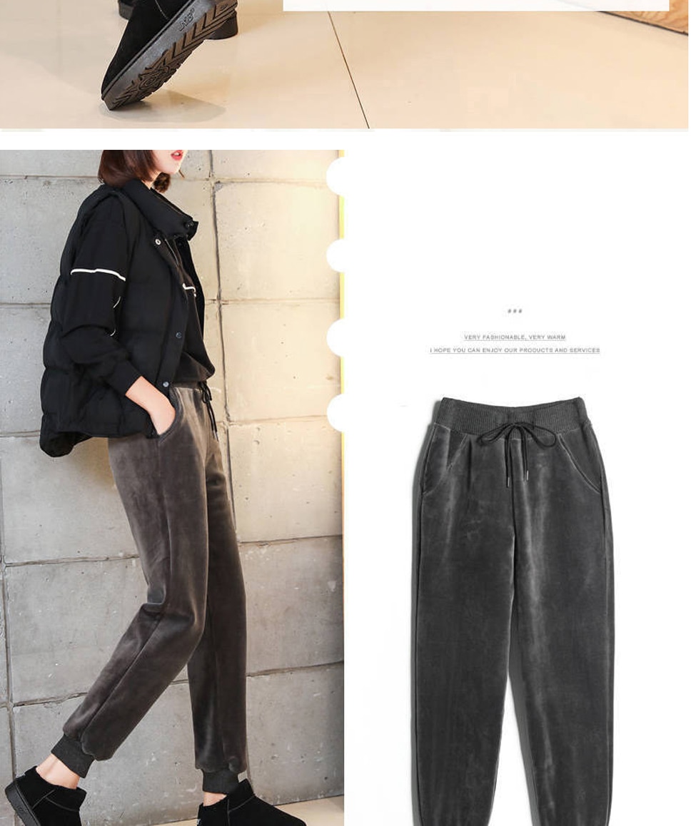 Title 6, Womens Winter Lamb Fur Cashmere Slim Pants Cas...