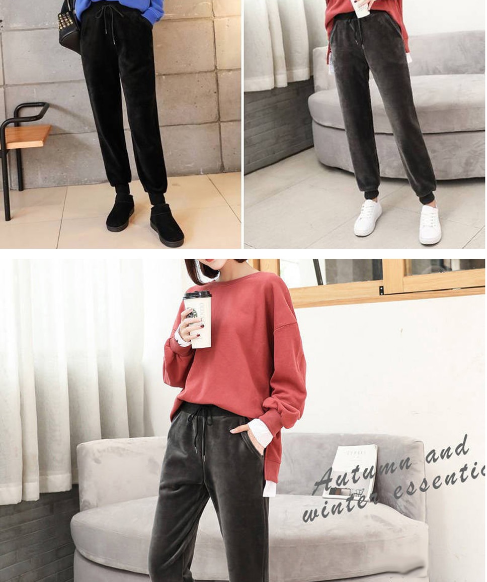 Title 8, Womens Winter Lamb Fur Cashmere Slim Pants Cas...