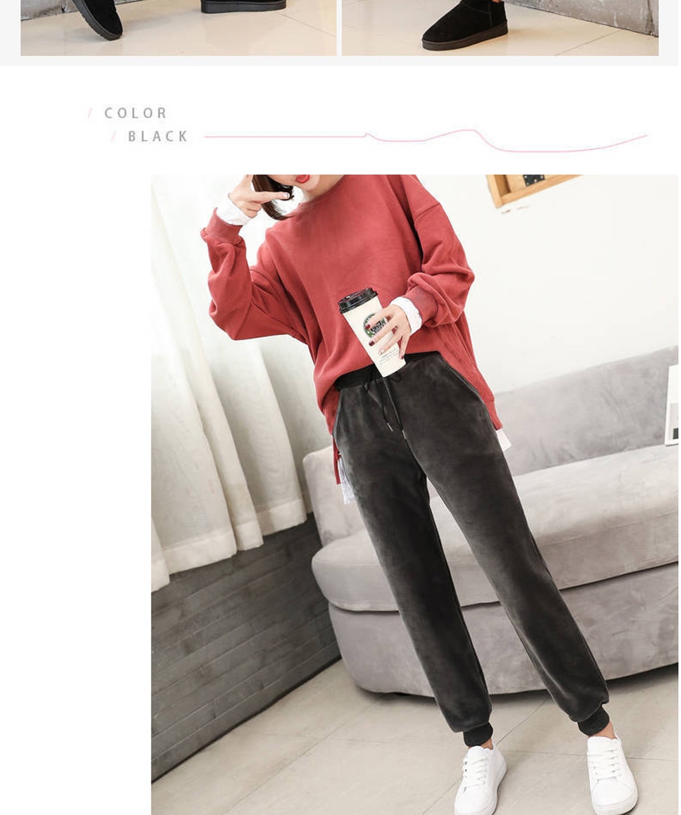 Title 11, Womens Winter Lamb Fur Cashmere Slim Pants Cas...