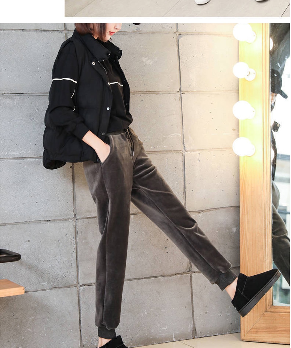 Title 12, Womens Winter Lamb Fur Cashmere Slim Pants Cas...