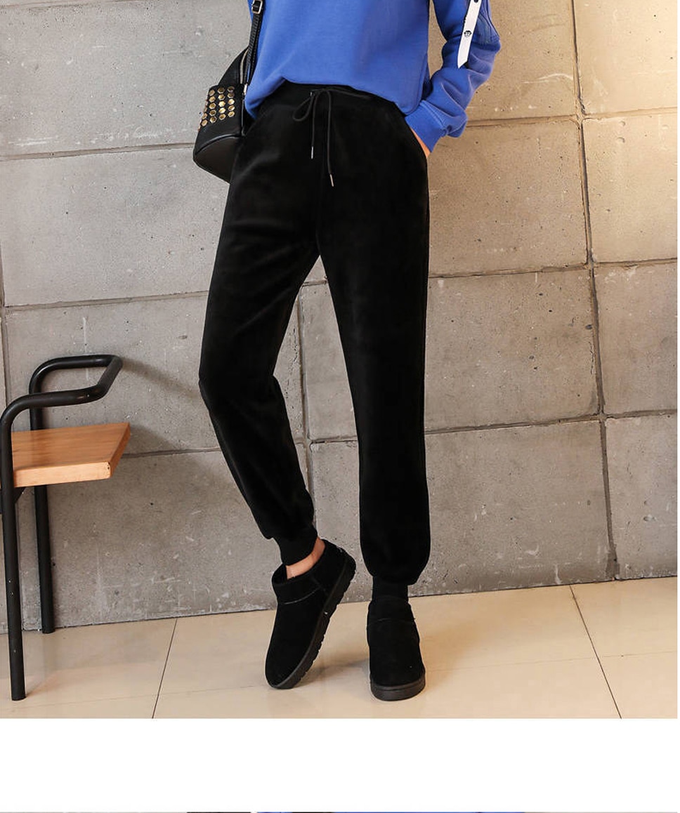 Title 14, Womens Winter Lamb Fur Cashmere Slim Pants Cas...