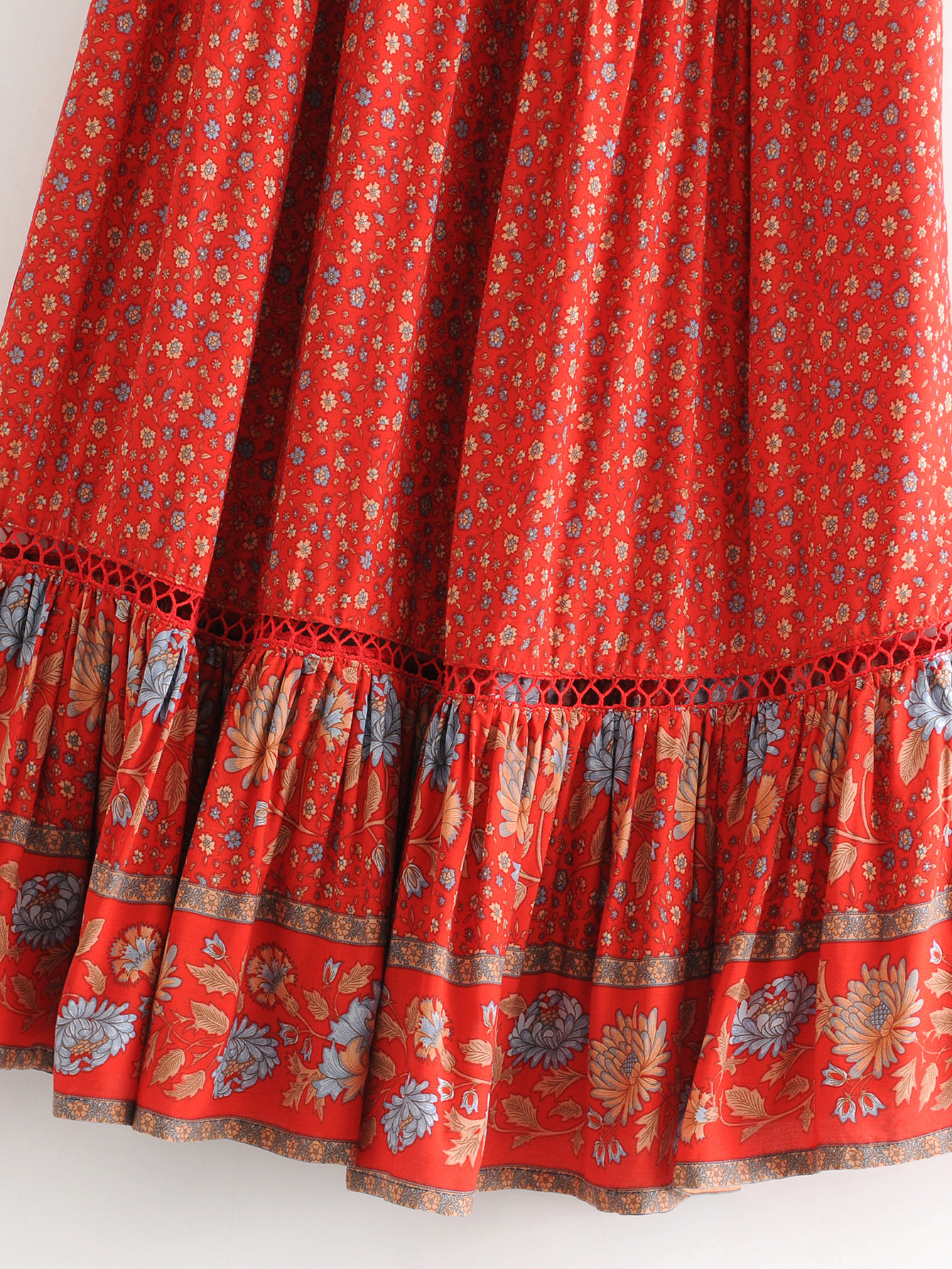 Title 11, Printed red sunflower cutout skirt, a vibrant a...