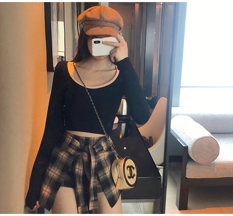 Title 5, High waist plaid irregular shorts for a stylish...