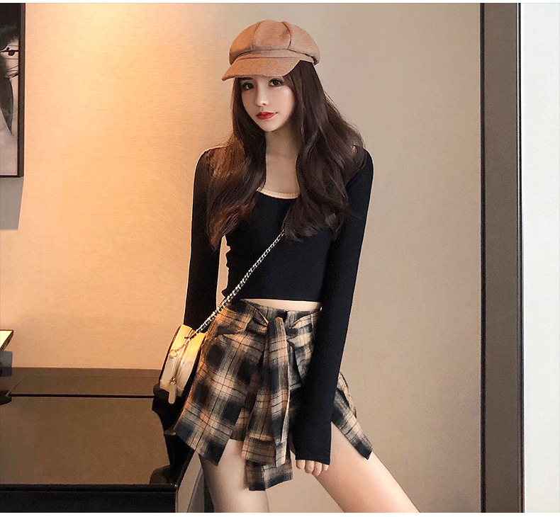 Title 6, High waist plaid irregular shorts for a stylish...