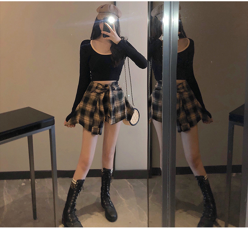 Title 9, High waist plaid irregular shorts for a stylish...