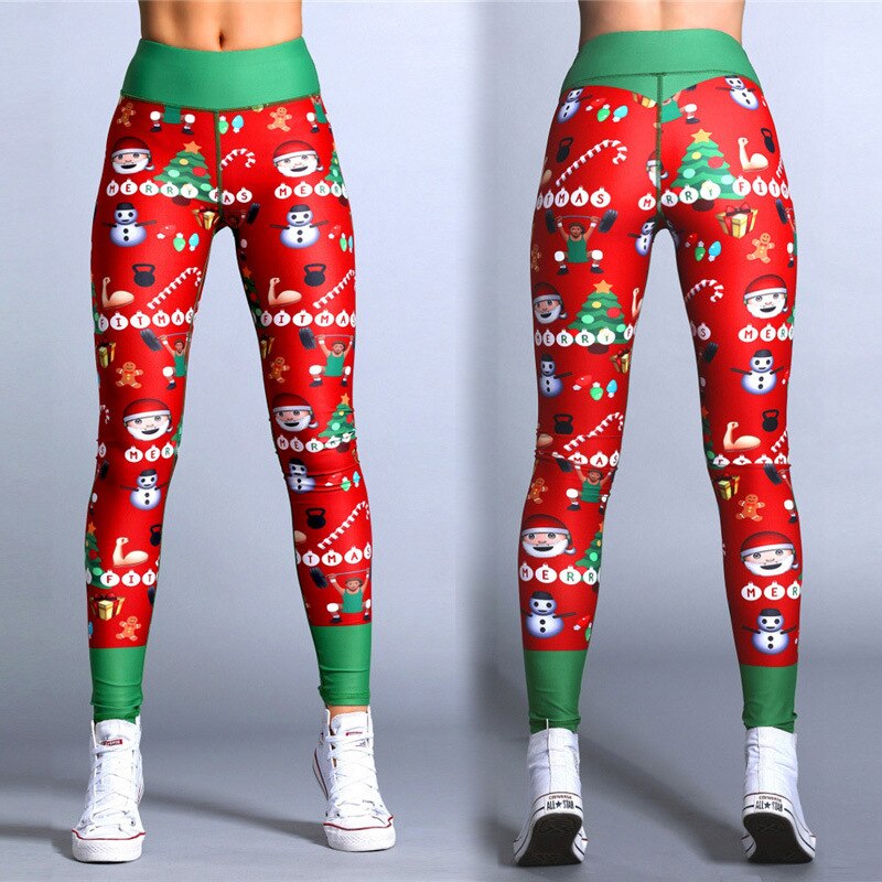 Title 17, Christmas print fitness yoga pants, festive wor...