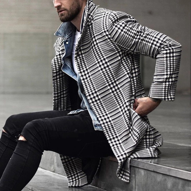 Title 4, Mens Plaid Lapel Coat