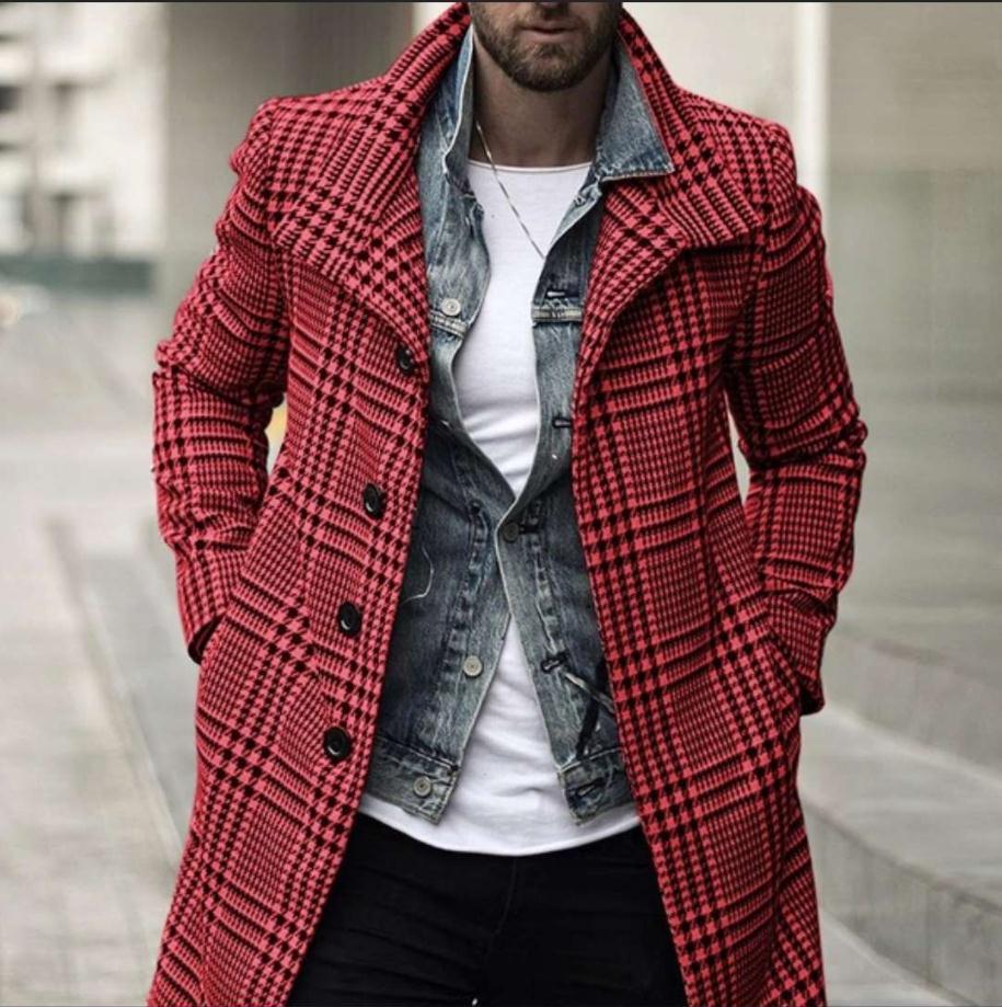 Title 6, Mens Plaid Lapel Coat