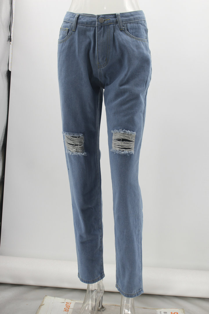 Title 8, High waist ripped washed straight leg denim tro...