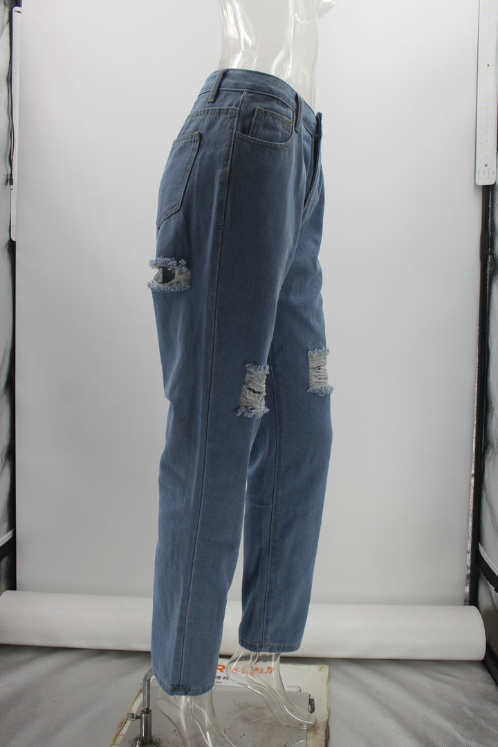 Title 9, High waist ripped washed straight leg denim tro...