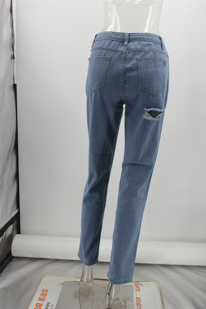 Title 10, High waist ripped washed straight leg denim tro...