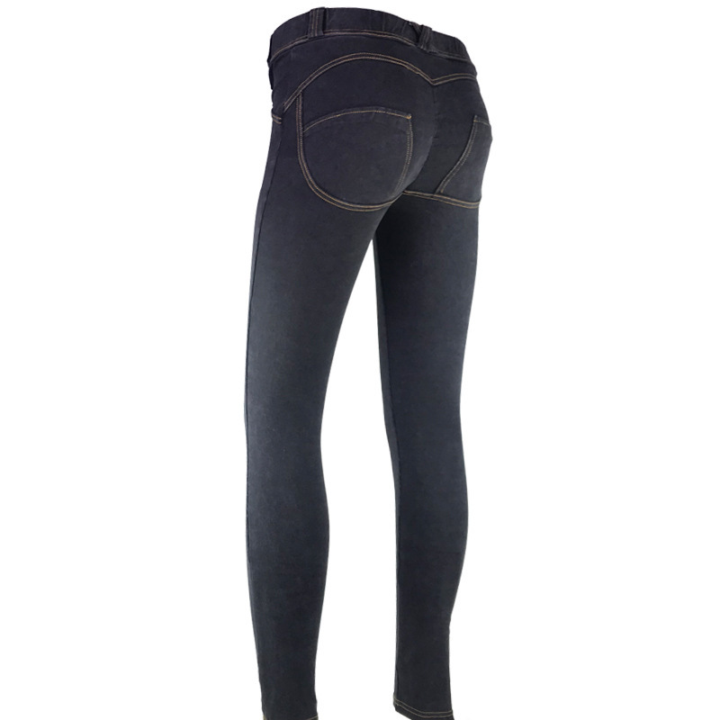 Title 7, Nauwsluitende denim stretch yogabroek met heupl...