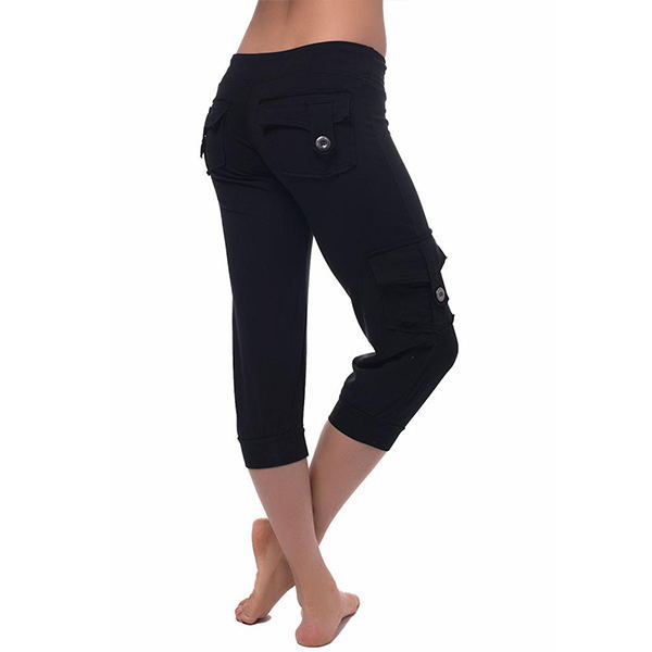 Title 8, Yoga cropped pants with elastic waist and butto...