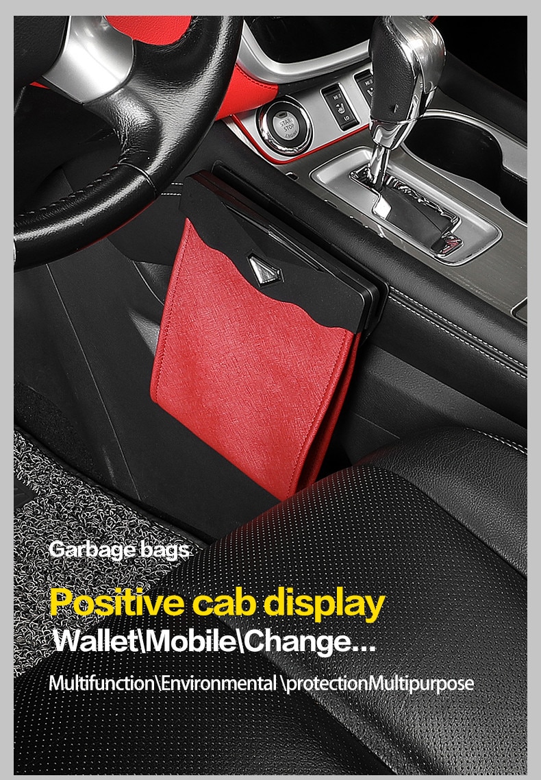 Title 3, Car hanging storage bag seat back garbage bag m...