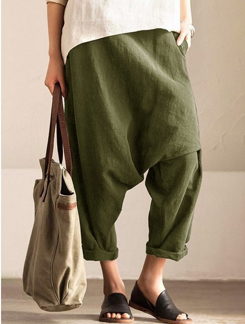 Title 3, Cotton And Linen Plus Size Drop Harem Crotch Pants