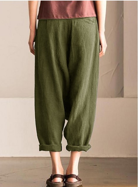 Title 5, Cotton And Linen Plus Size Drop Harem Crotch Pants