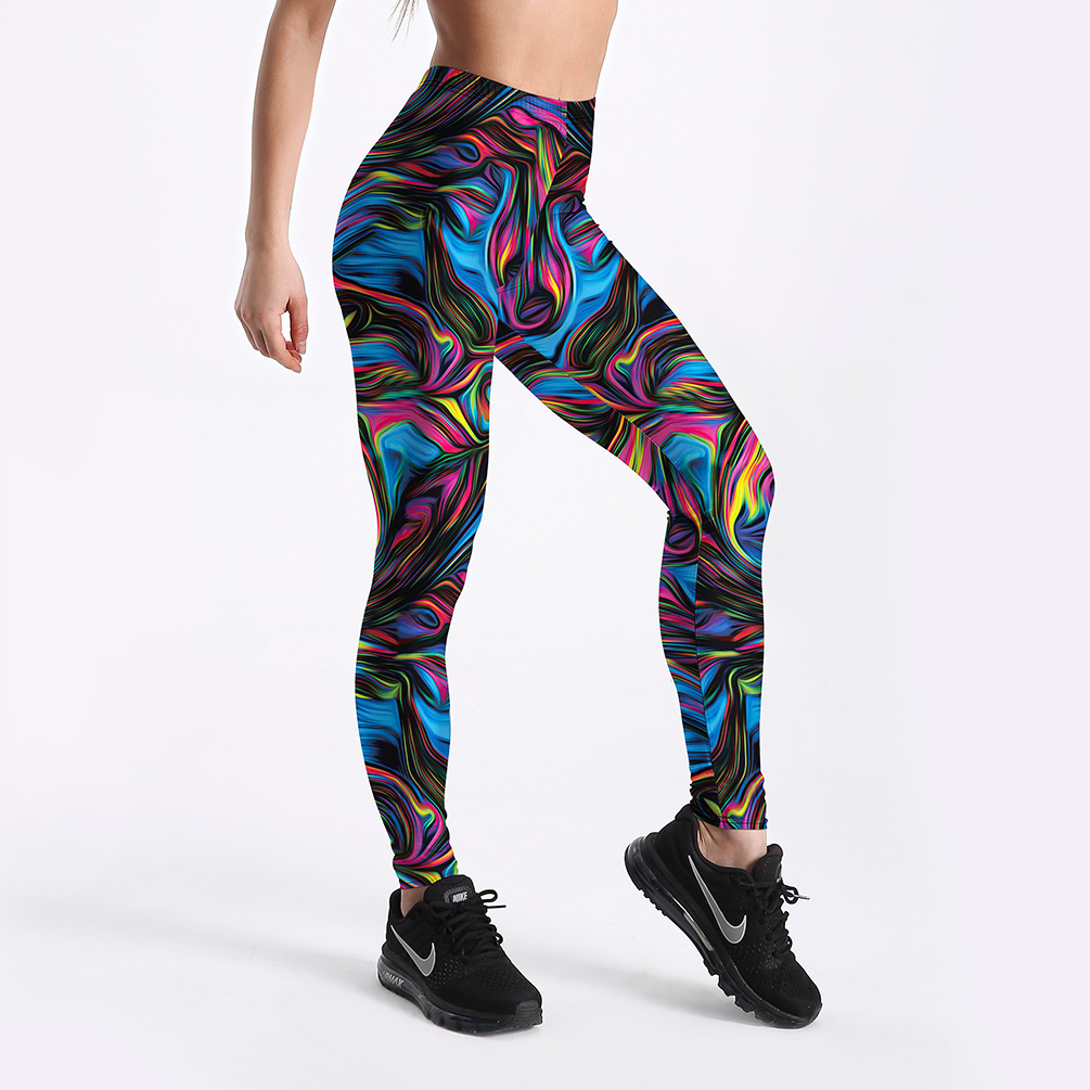 Title 9, Leggings psichedelici con stampa vortice colora...