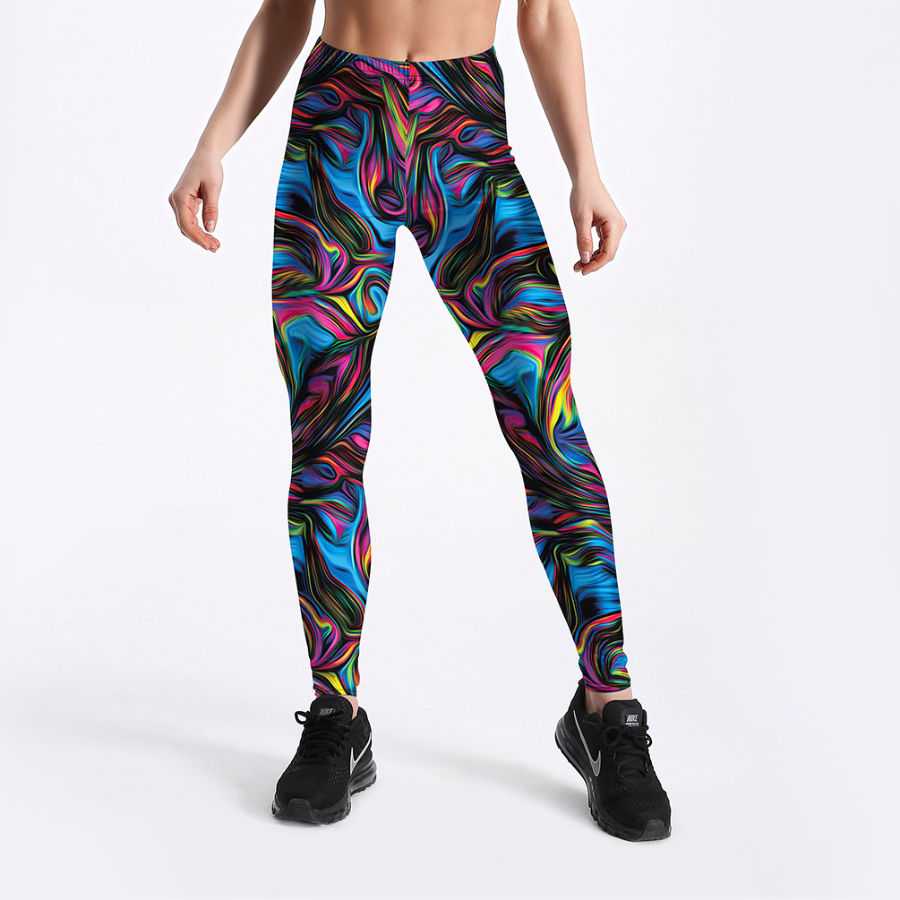 Title 10, Leggings psichedelici con stampa vortice colora...