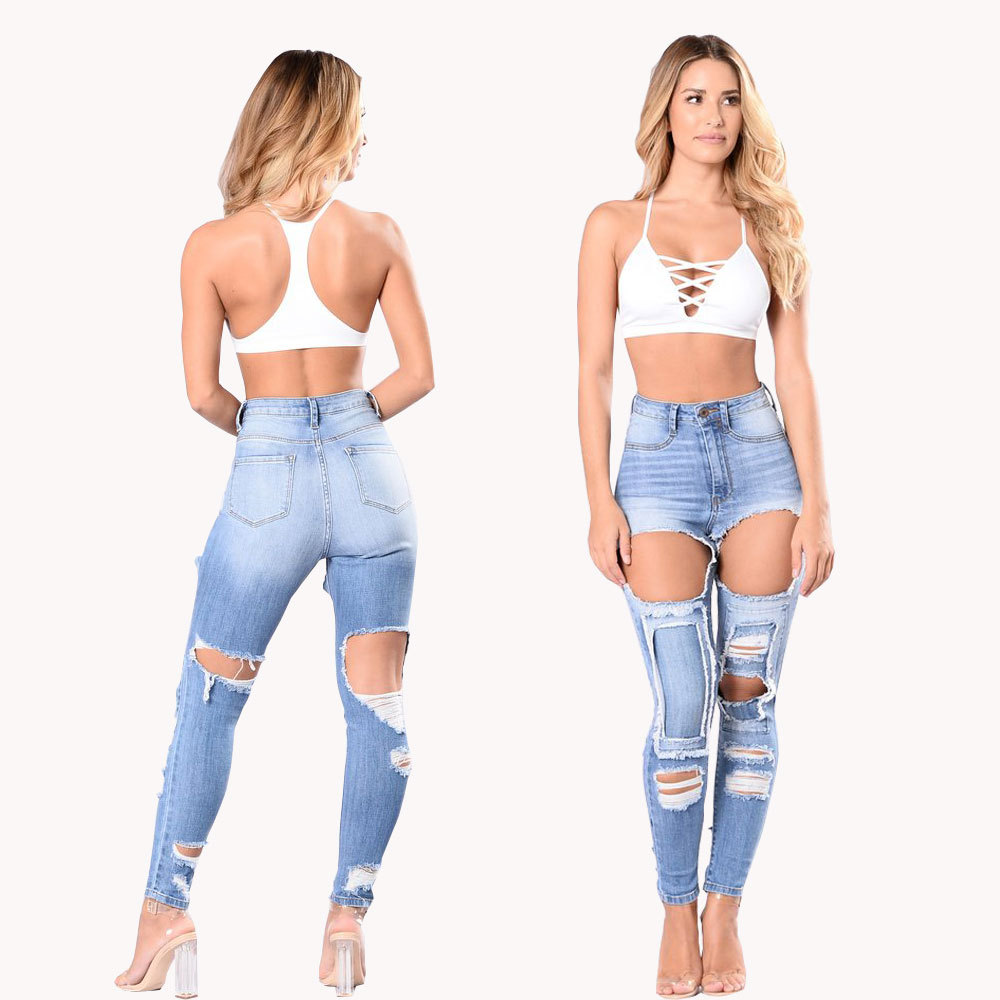 Title 2, Damesjeans met scheuren en explosies, trendy br...