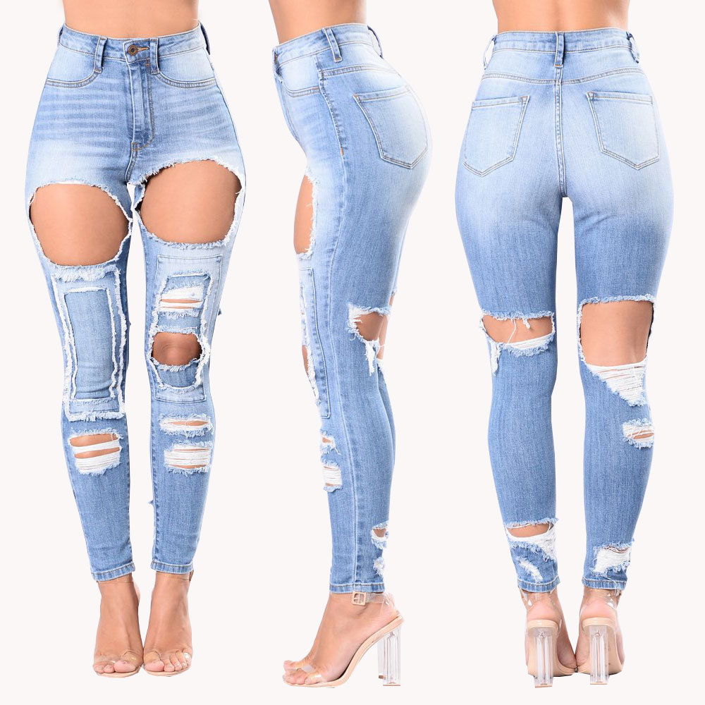 Title 8, Calças jeans femininas com rasgos e explosões, ...