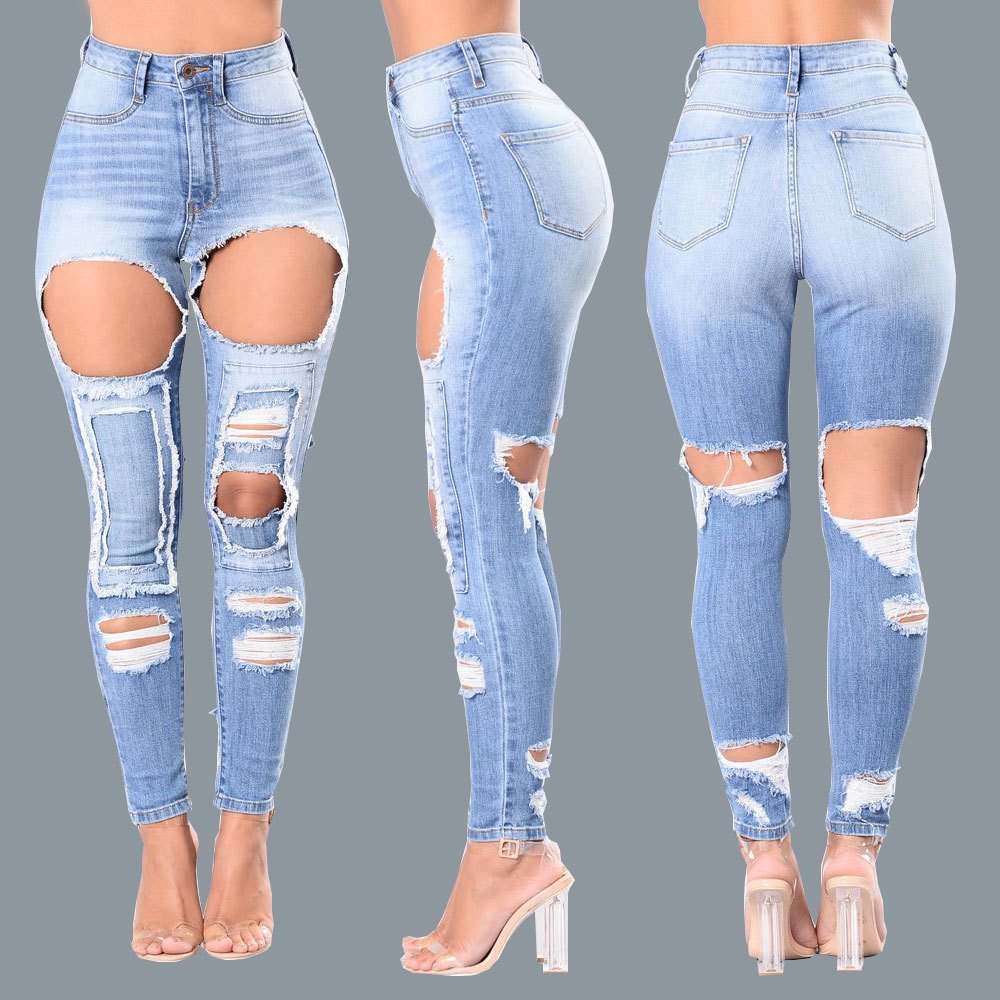 Title 14, Damesjeans met scheuren en explosies, trendy br...