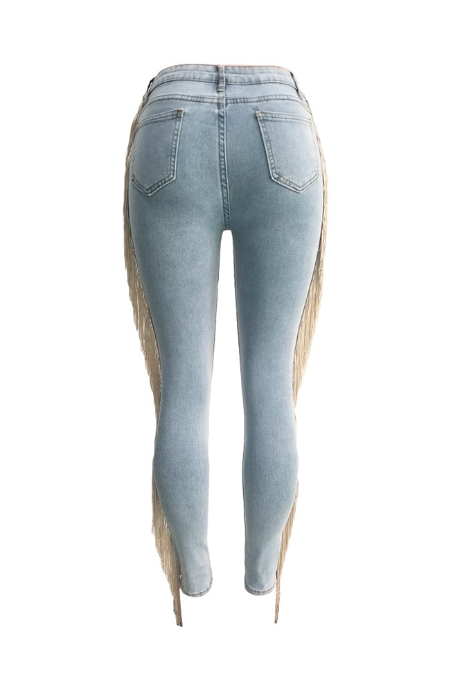 Title 18, Casual jeans met ruches en franjes, perfect voo...