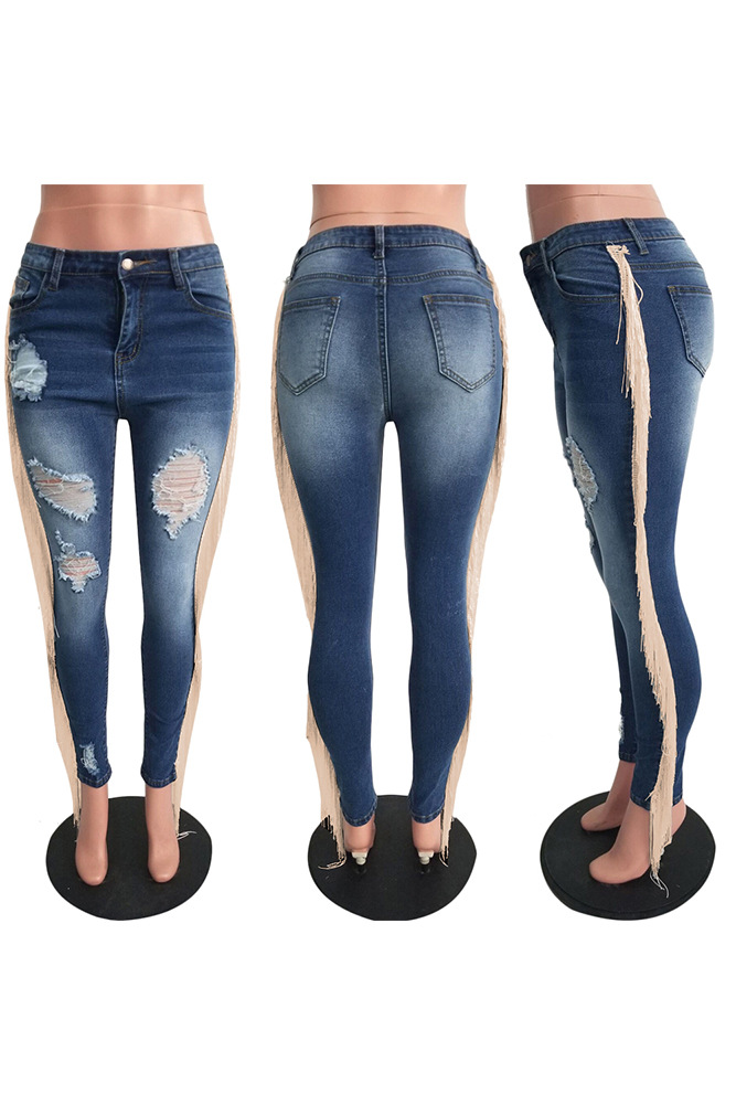 Title 23, Casual jeans met ruches en franjes, perfect voo...