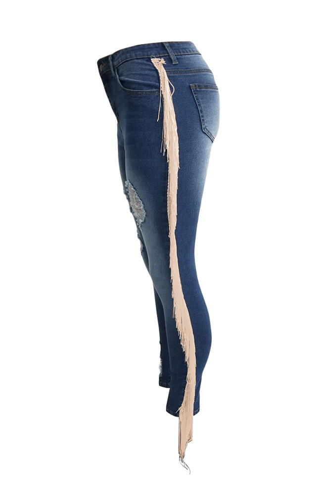 Title 29, Casual jeans met ruches en franjes, perfect voo...