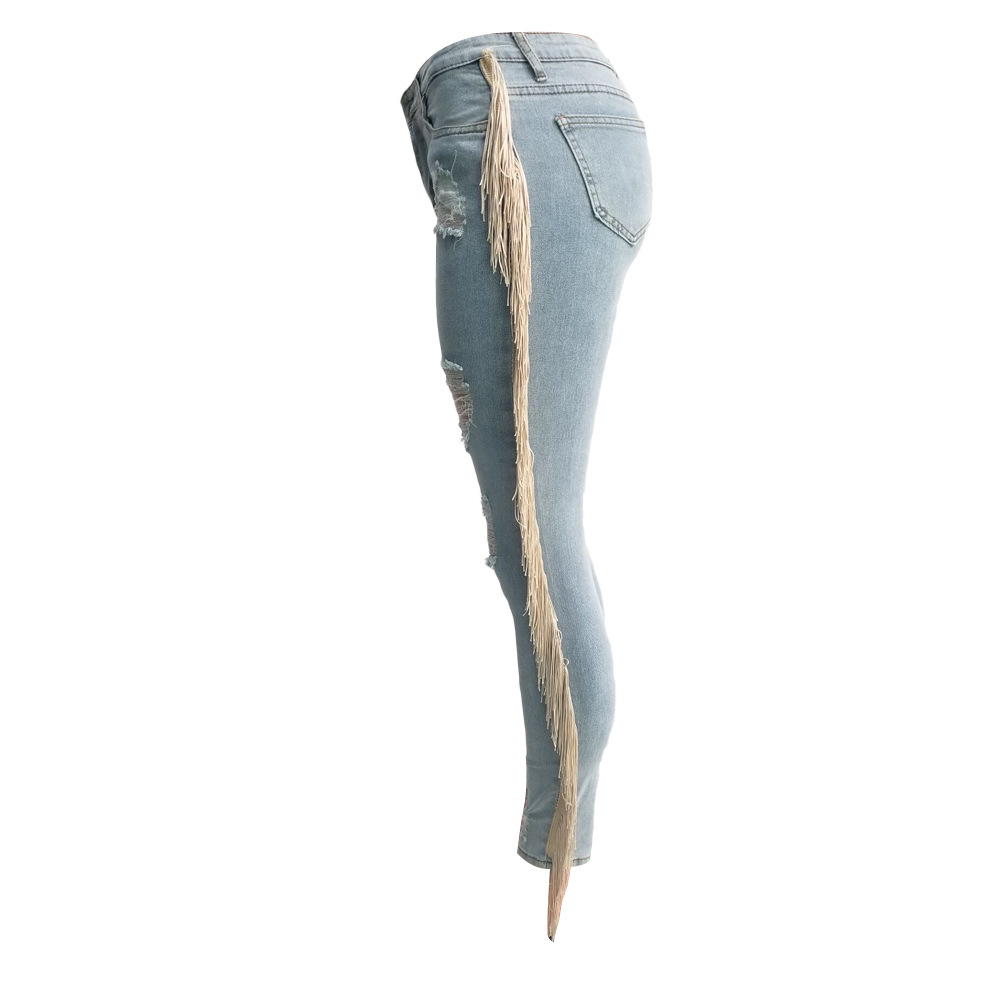 Title 73, Casual jeans met ruches en franjes, perfect voo...