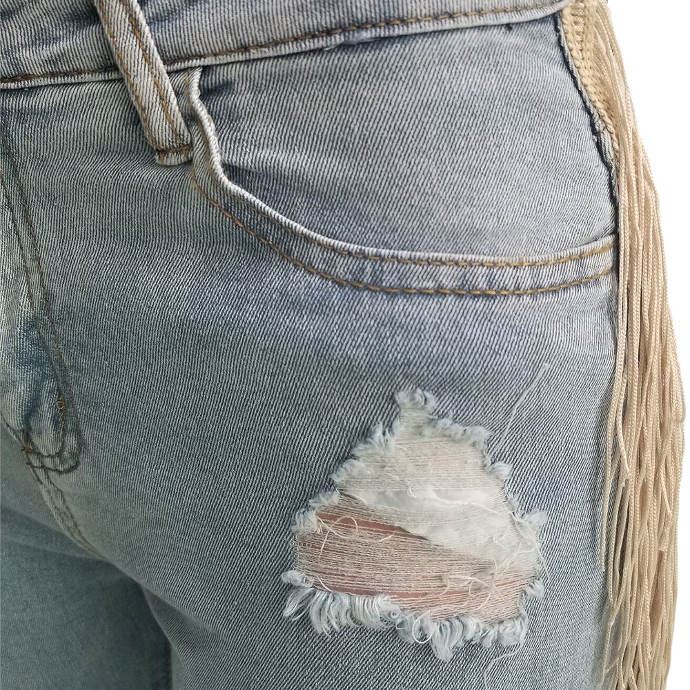 Title 74, Casual jeans met ruches en franjes, perfect voo...