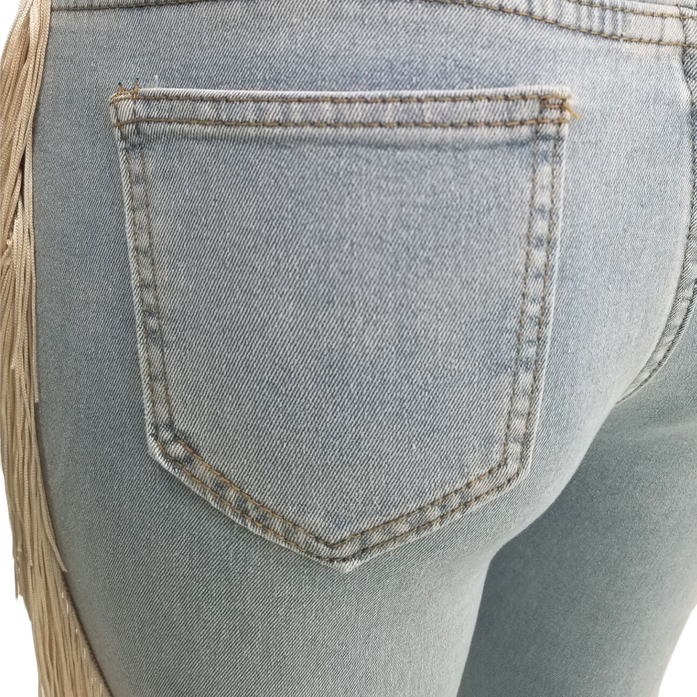 Title 76, Casual jeans met ruches en franjes, perfect voo...