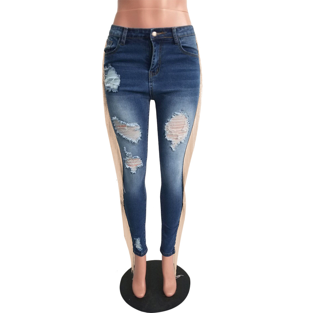 Title 78, Casual jeans met ruches en franjes, perfect voo...