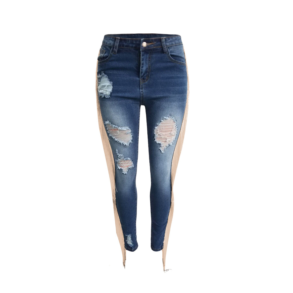 Title 81, Casual jeans met ruches en franjes, perfect voo...