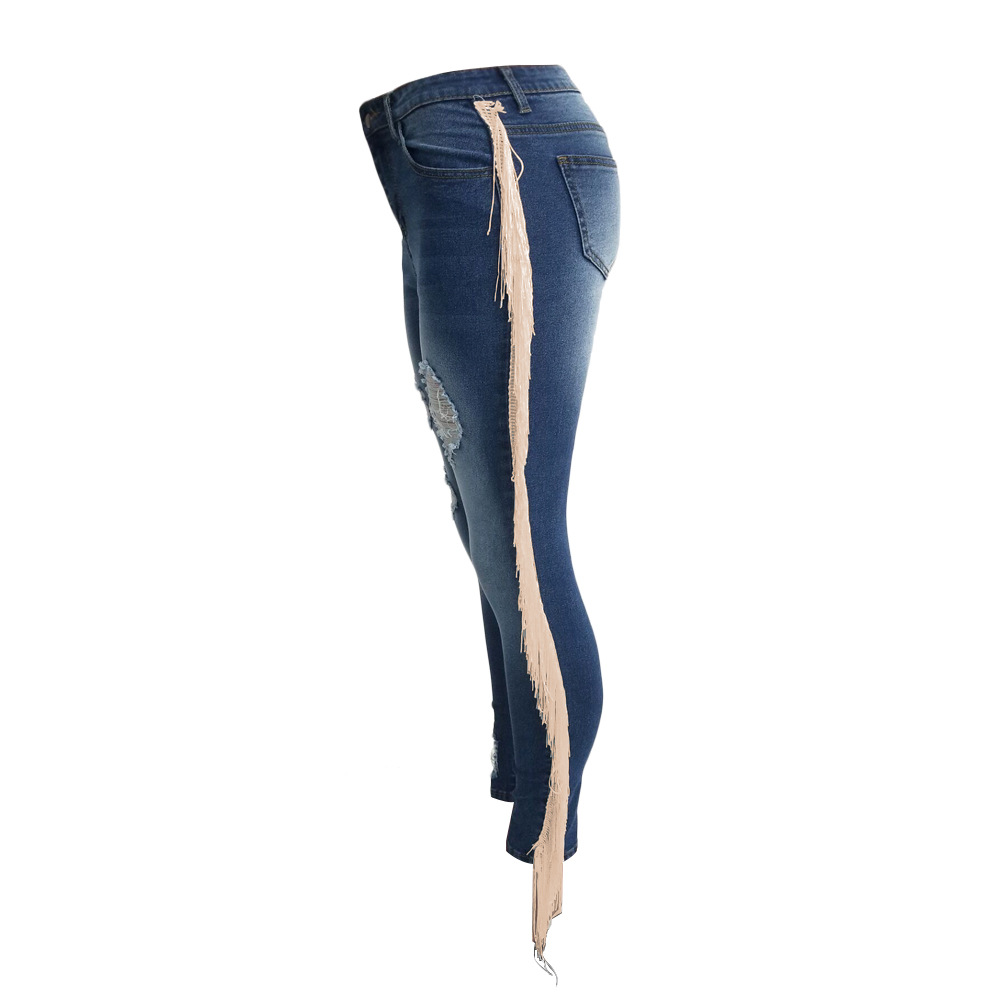 Title 83, Casual jeans met ruches en franjes, perfect voo...