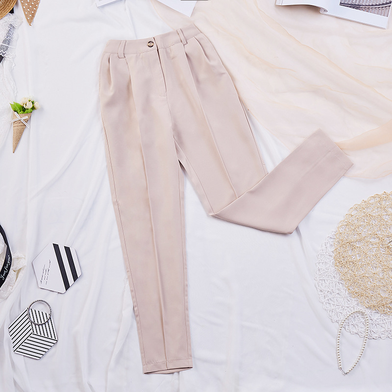 Title 7, Solid Color High-Waist Straight-Leg Suit Pants