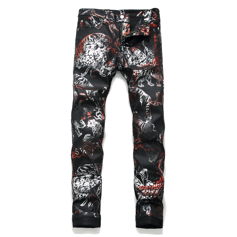 Title 1, Black printed nightclub pants for women, stylis...