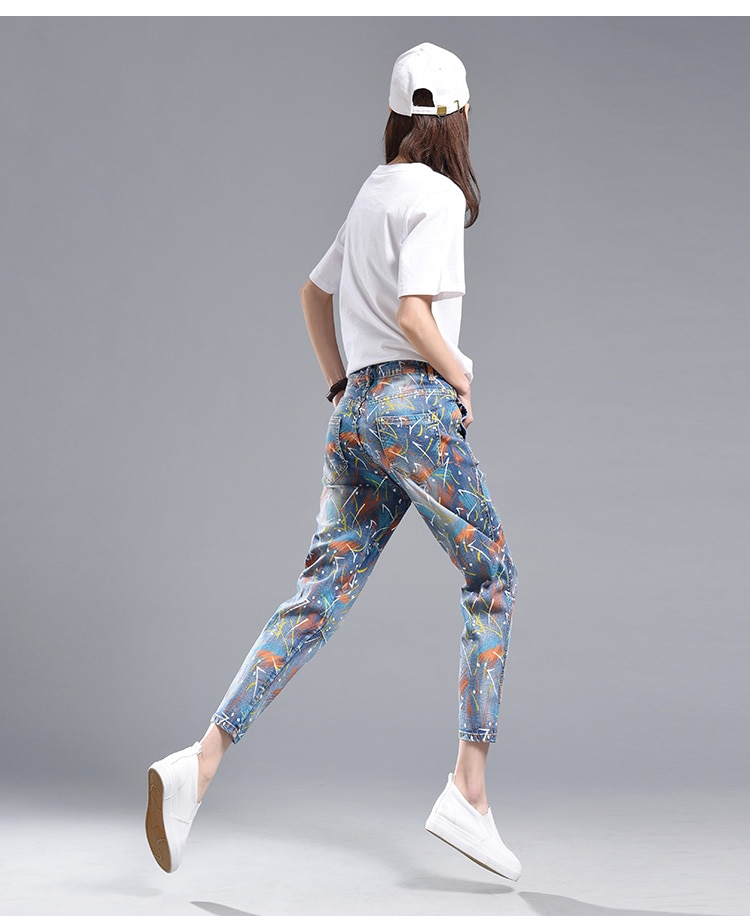 Title 5, High waist painted printed harem pants, offerin...