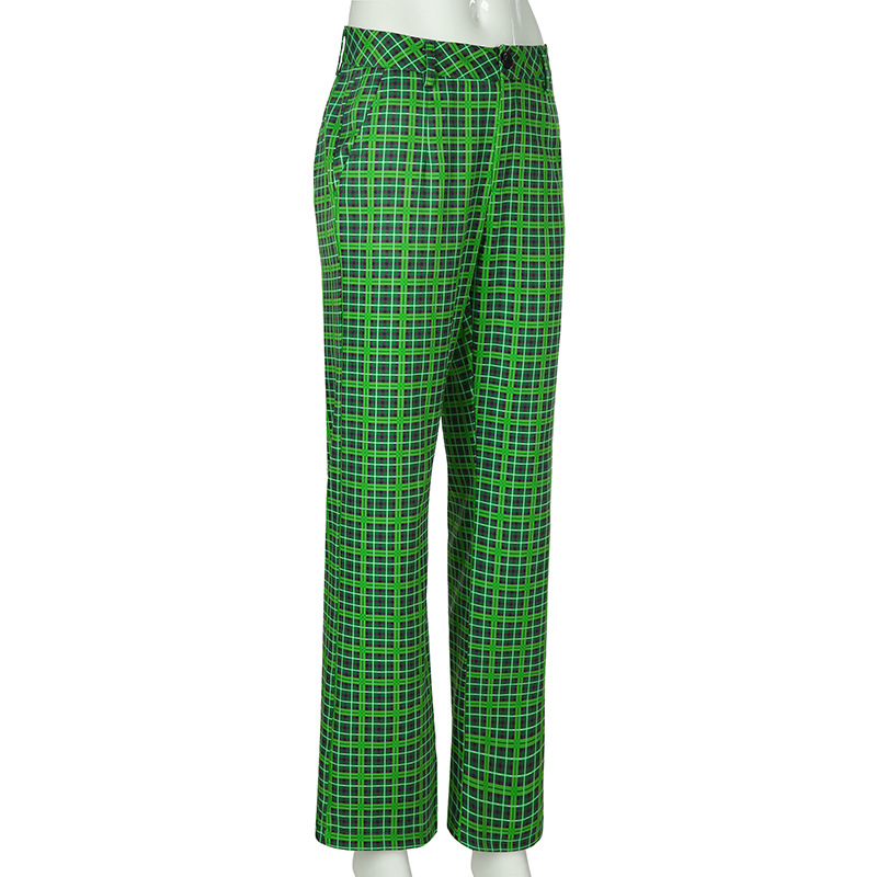 Title 10, Pantalon taille haute à carreaux verts