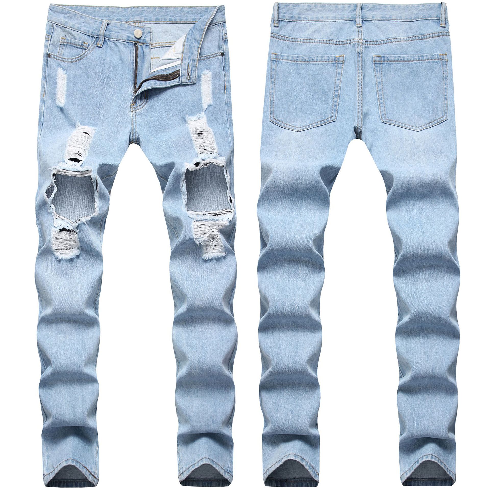 Title 2, Lichtblauwe heren ripped jeans voor een casual ...