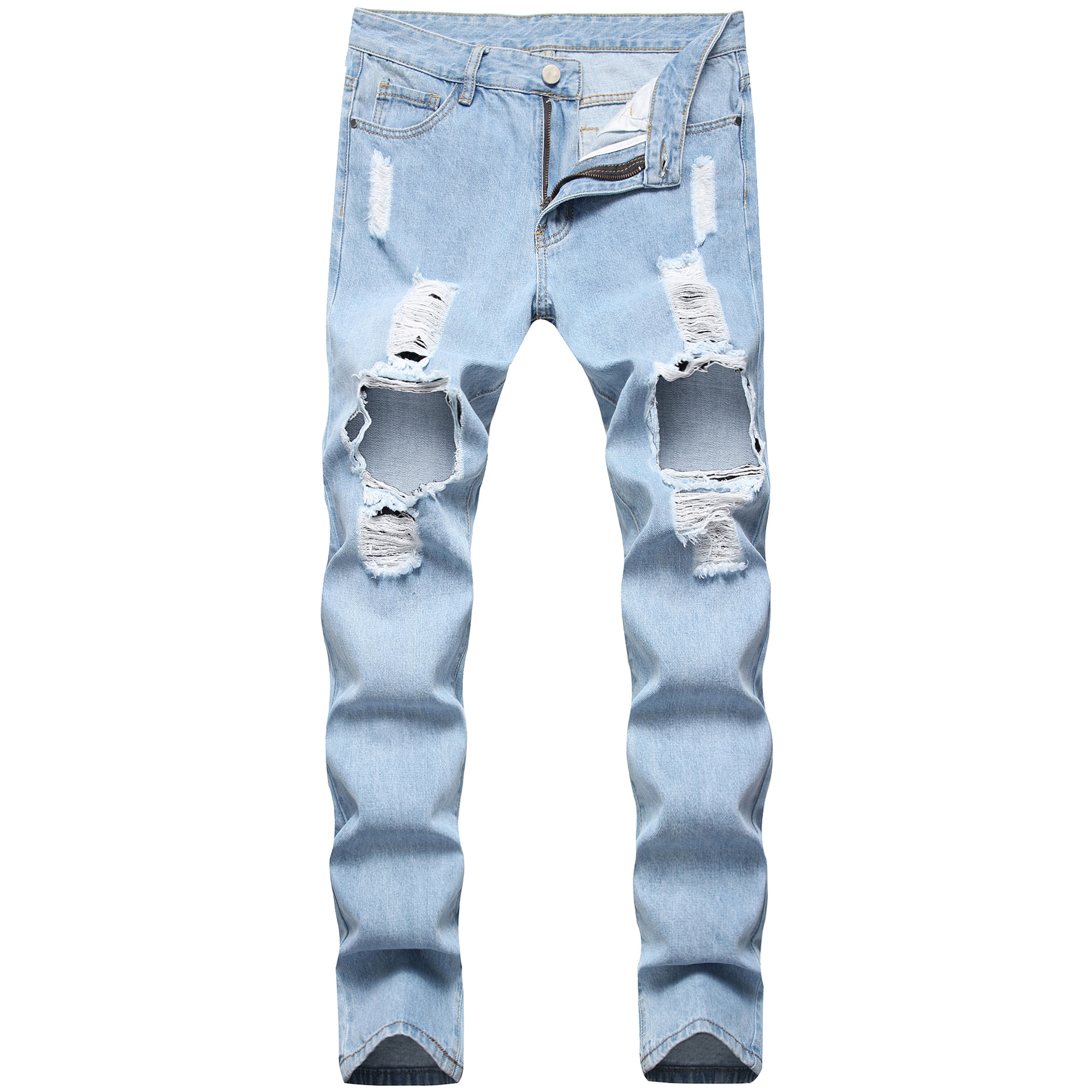 Title 3, Lichtblauwe heren ripped jeans voor een casual ...