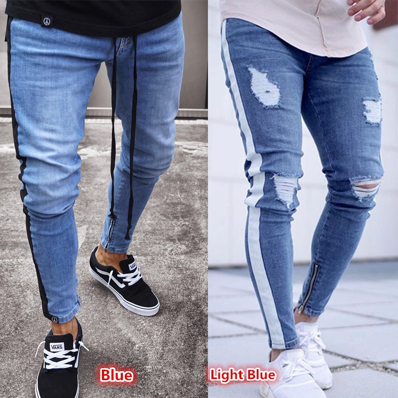 Title 3, Lichte blauwe ripped nostalgische heren jeans m...