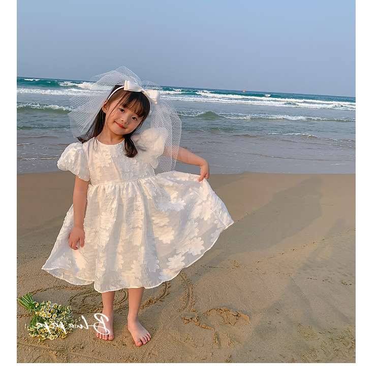 Title 4, Girls Skirt Big Flower Puff Sleeve Sweet Dress....