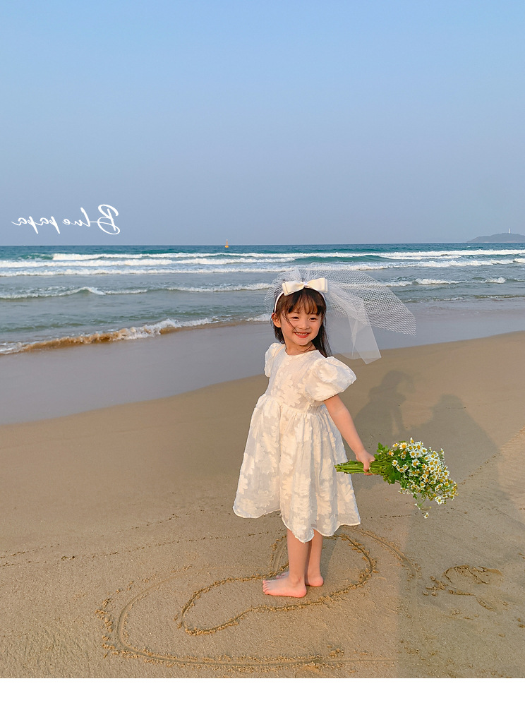 Title 20, Girls Skirt Big Flower Puff Sleeve Sweet Dress....