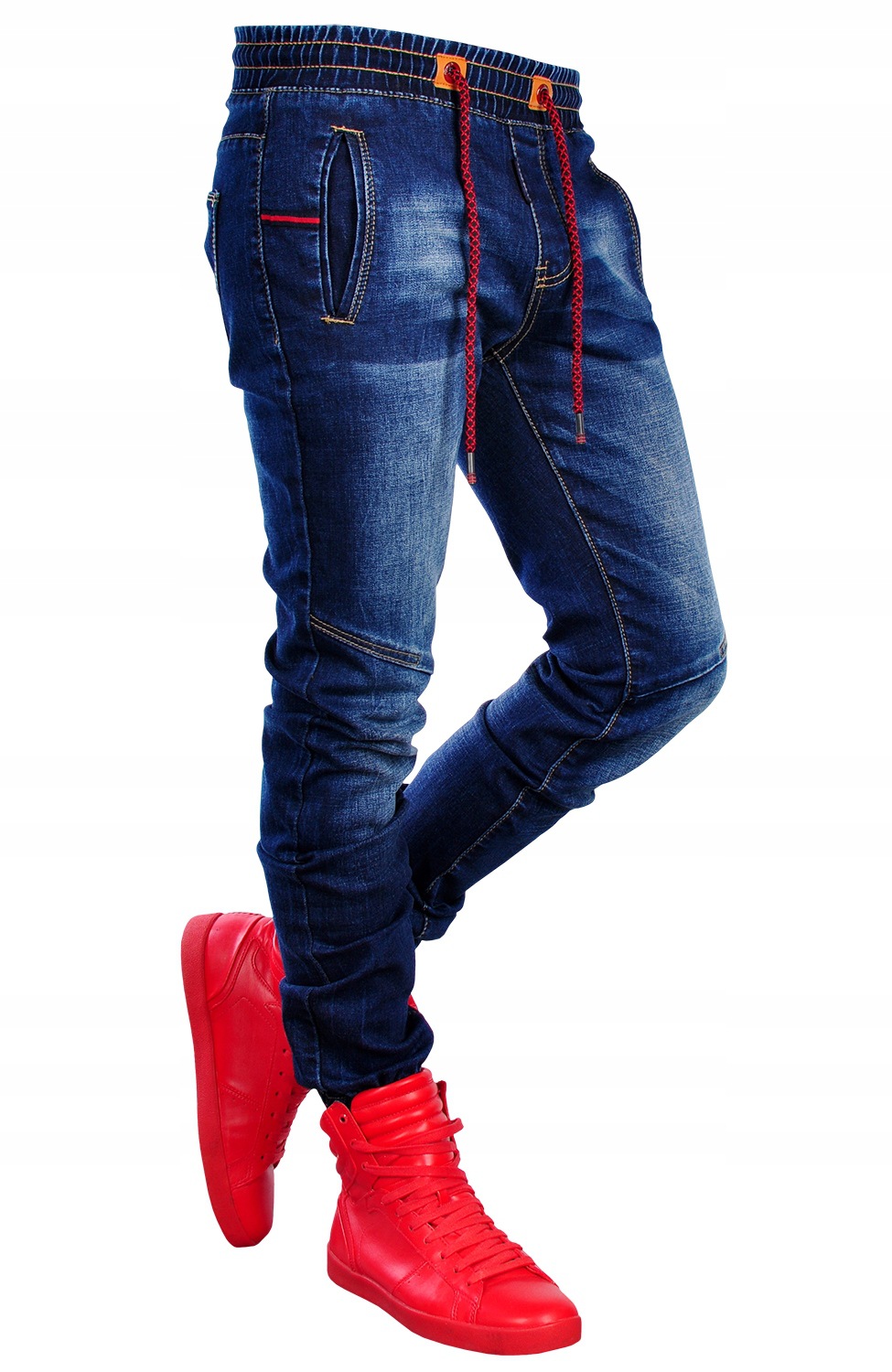 Title 5, New mens jeans with elastic waist, casual blue...