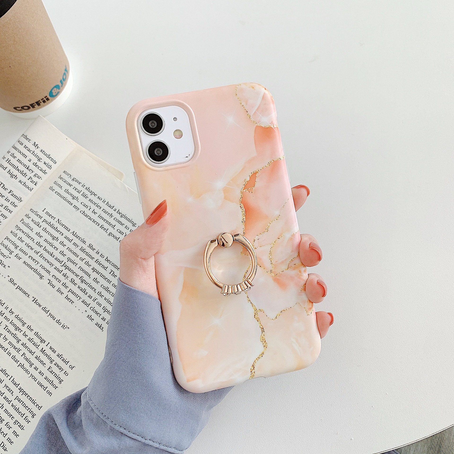 Title 2, Marble ring phone case for stylish protection a...